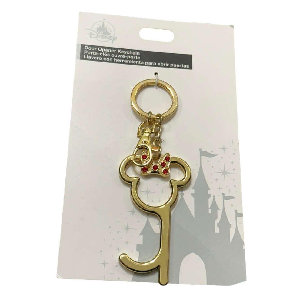 Disney Parks Minnie Mouse Golden Keychain Door Opener NEW